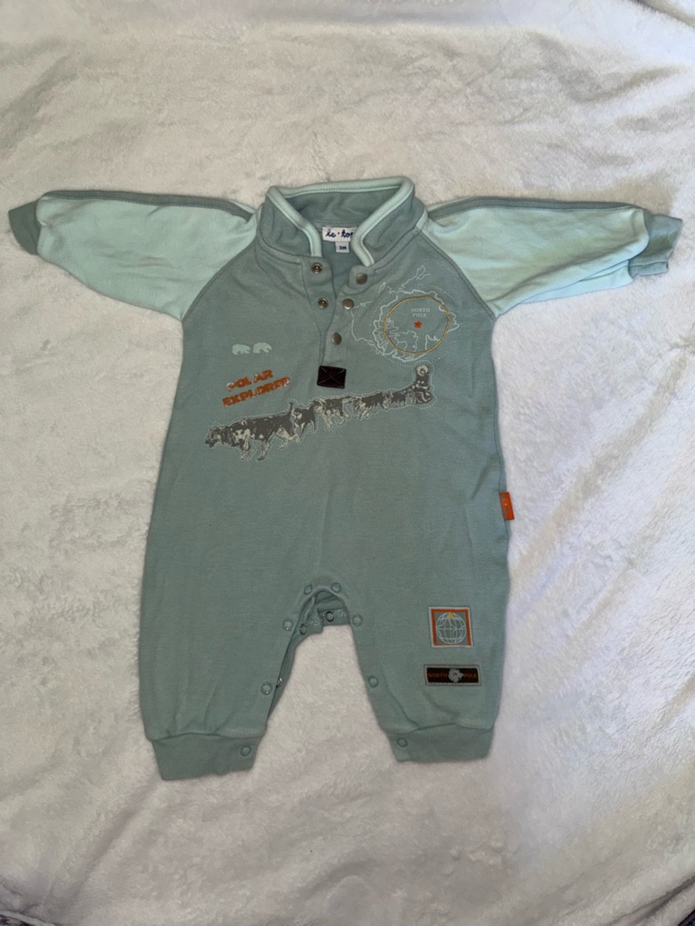 Le Top Mint Green and Light Mint Polar Explorer One-Piece Footie